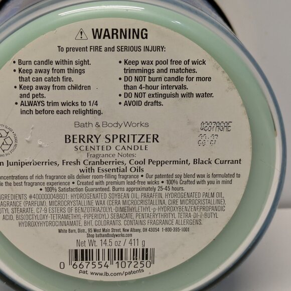 NEW! Bath & Body Works Berry Spritzer - 3-Wick Jar Candle - Picture 3 of 3